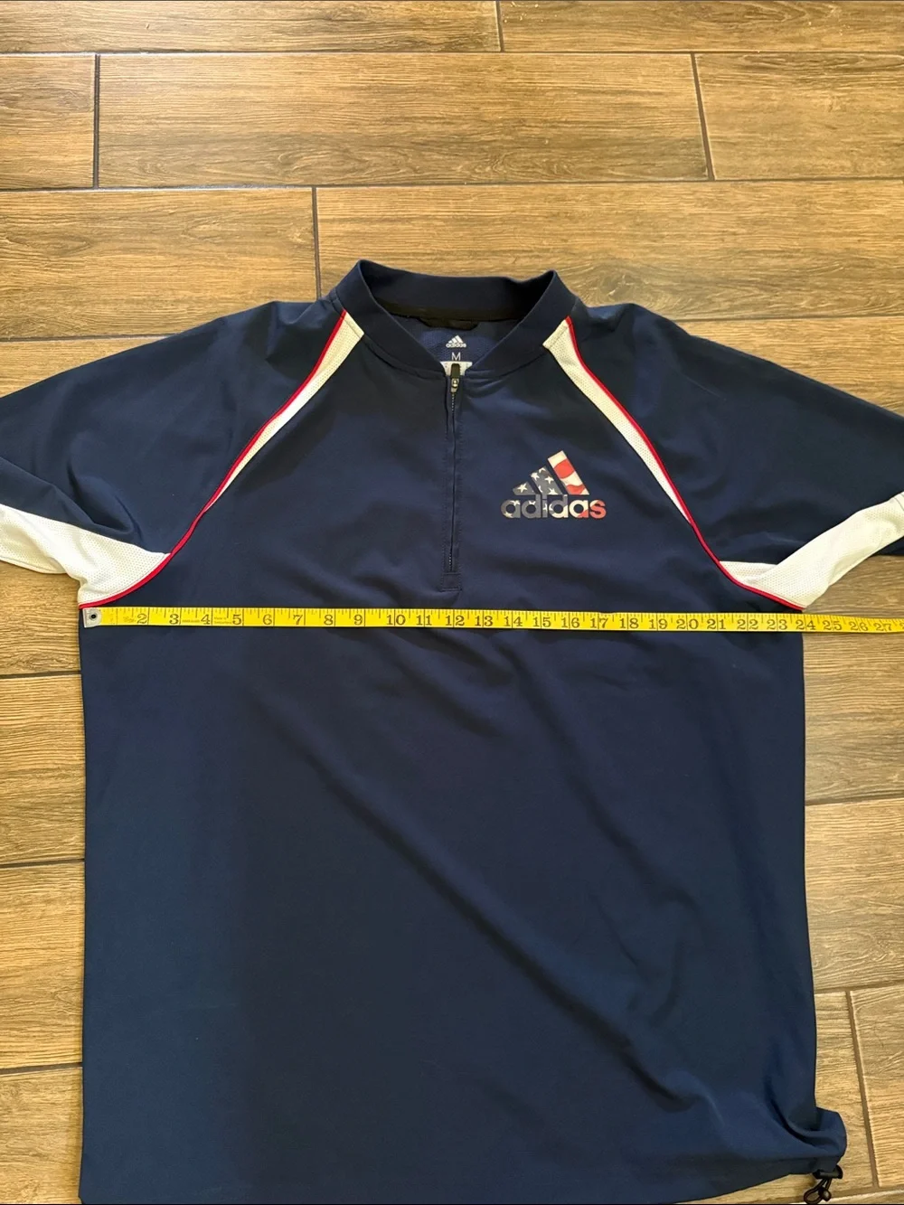 ADIDAS 1/4 Zip Batting Jacket Mens Shirt Triple Stripe Vented Short Sleeve USA M